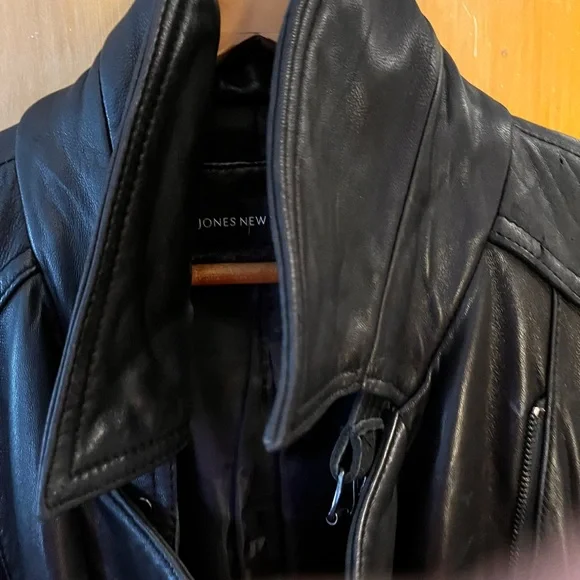 Vintage Butter Jones New York Women’s 100% Black Leather Lined Moto Jacket Large - Picture 10 of 16